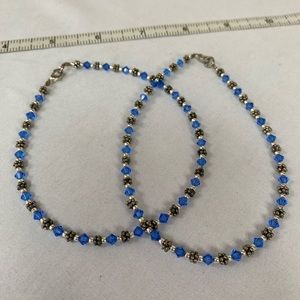 Two sparkly crystal bead anklets